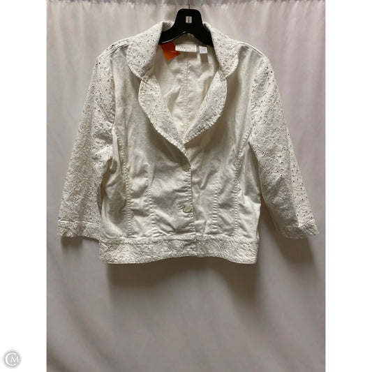 Jacket Denim By Chicos In White Denim, Size: L