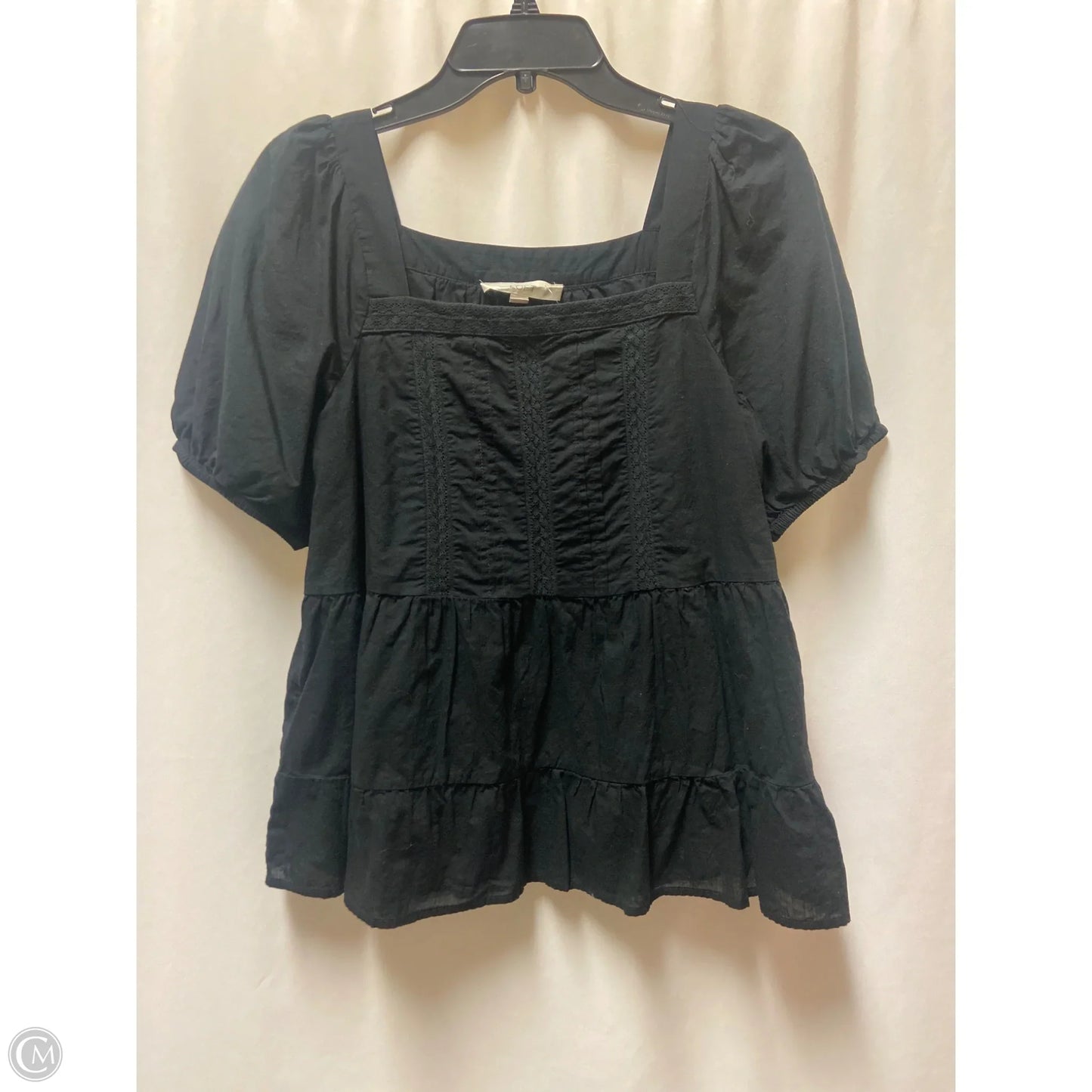 Top Short Sleeve By Loft In Black, Size: M