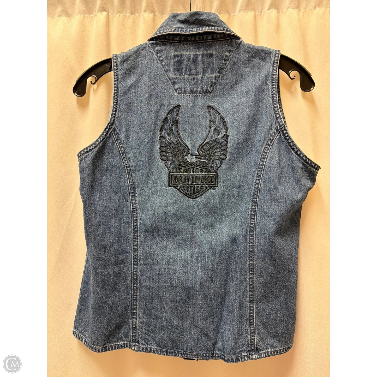 Top Sleeveless By Harley Davidson In Blue Denim, Size: M