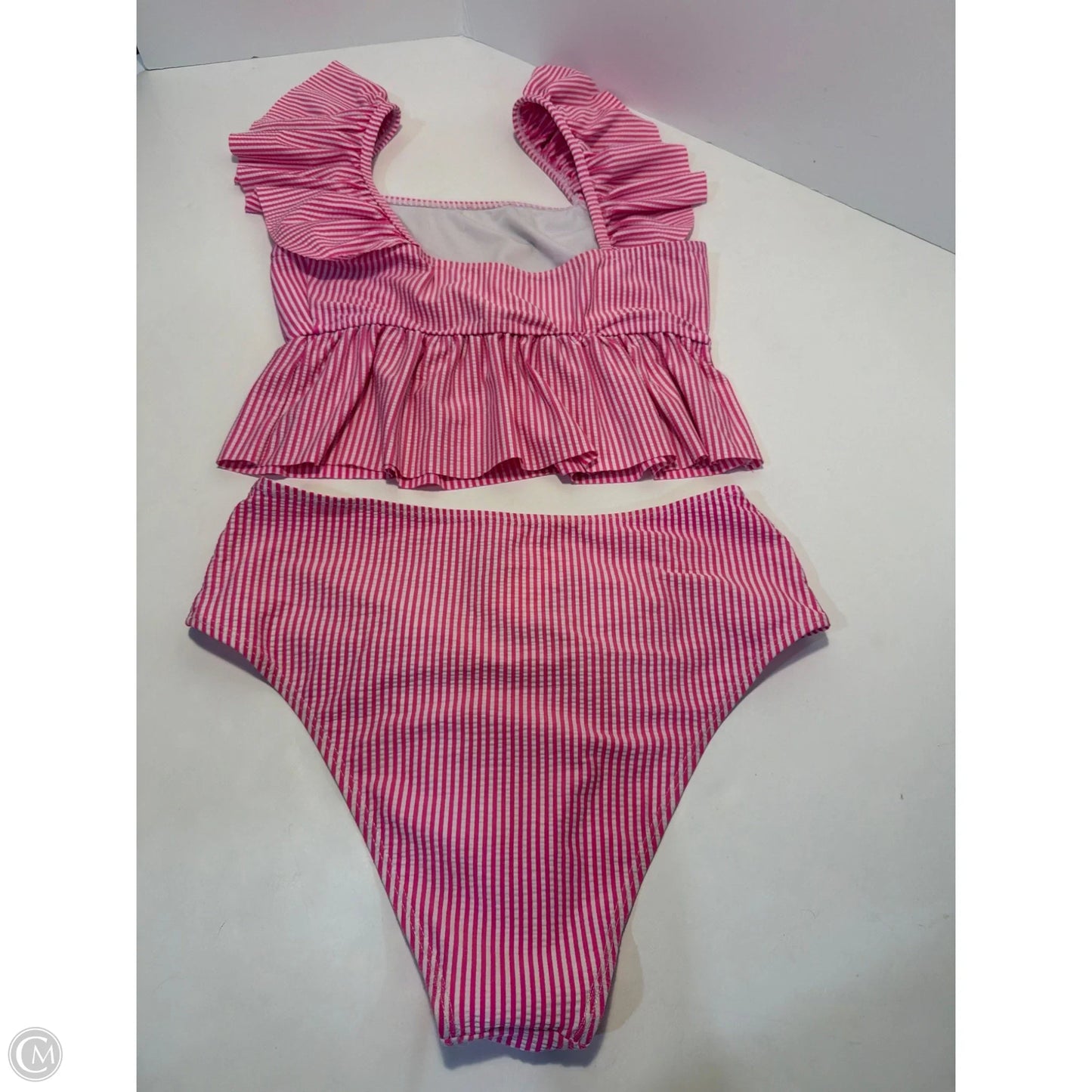 Swimsuit 2pc By Clothes Mentor In Pink & White, Size: M