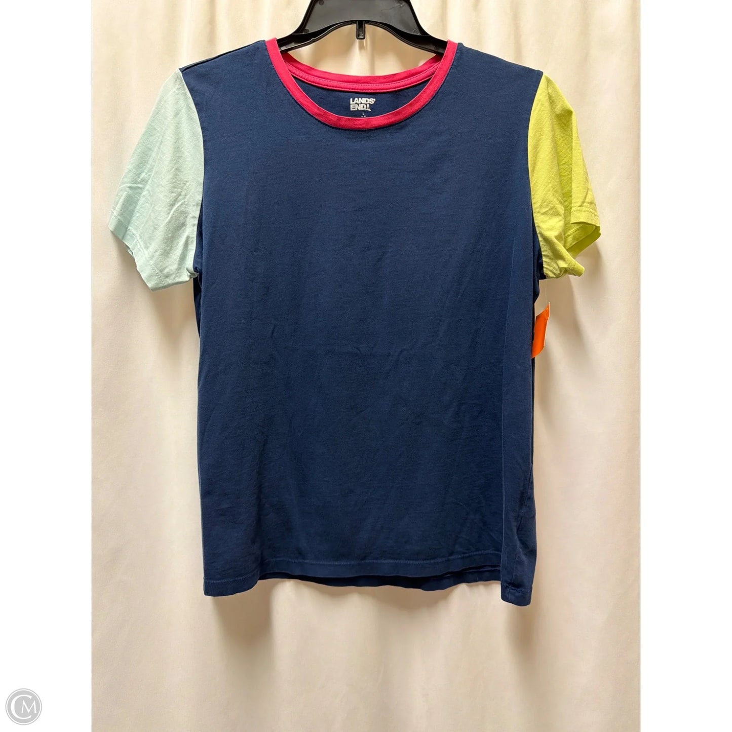 Top Short Sleeve By Lands End In Navy, Size: L