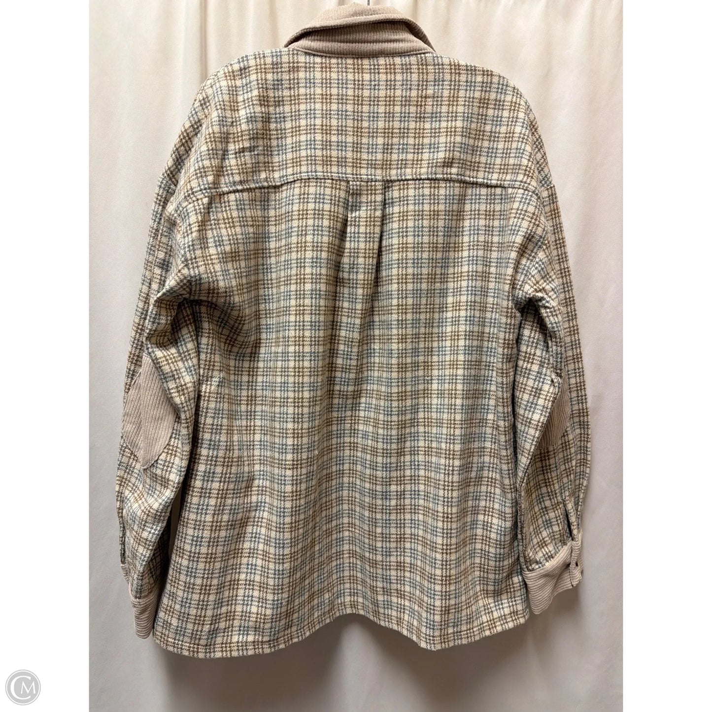 Jacket Shirt By Hem & Thread In Beige, Size: L