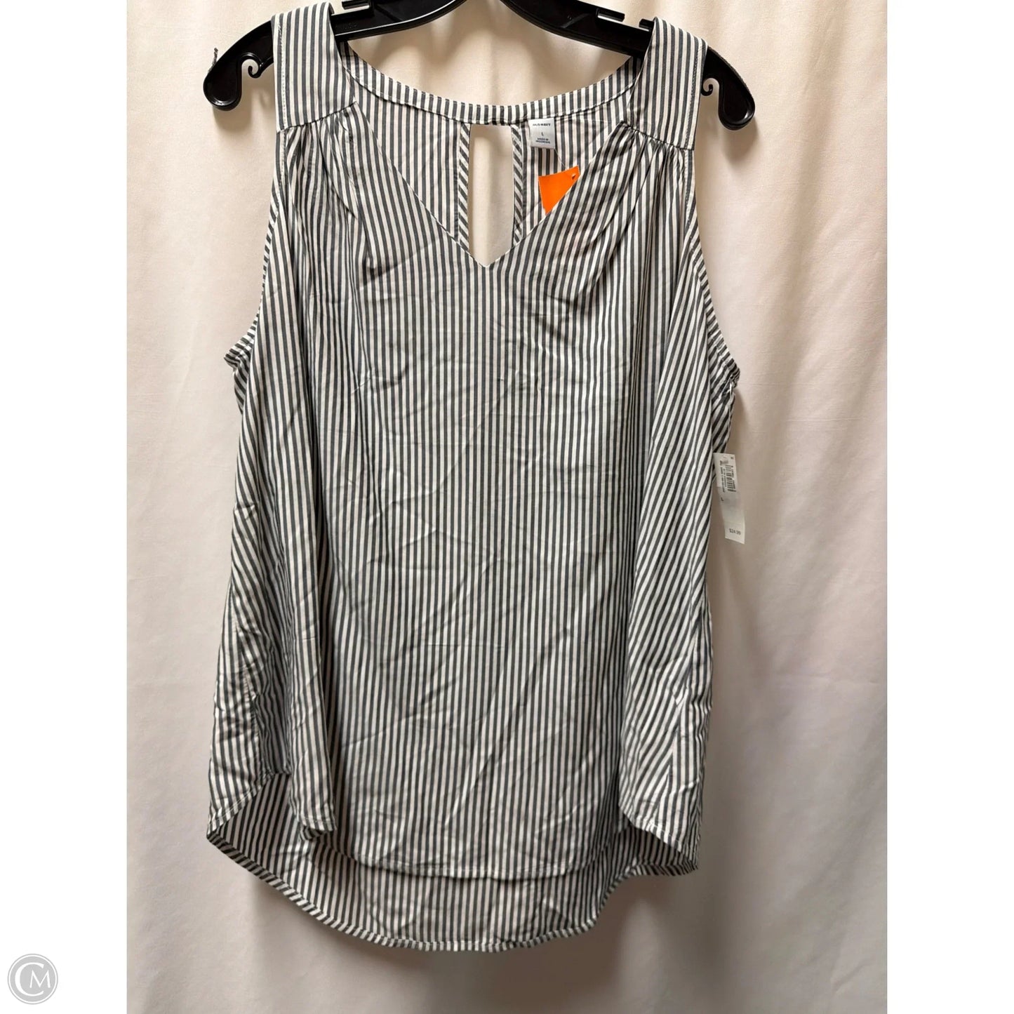 Top Sleeveless By Old Navy In Grey & White, Size: L