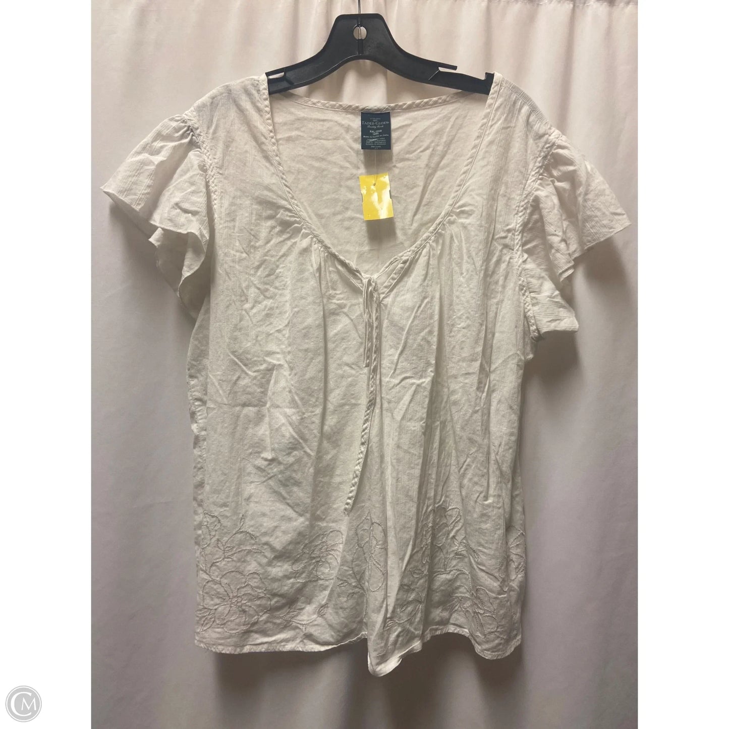 Top Short Sleeve By Faded Glory In White, Size: Xxl