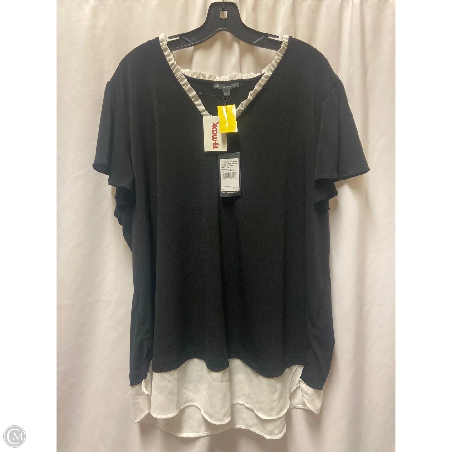 Top Short Sleeve By Adrianna Papell In Black & White, Size: 3x