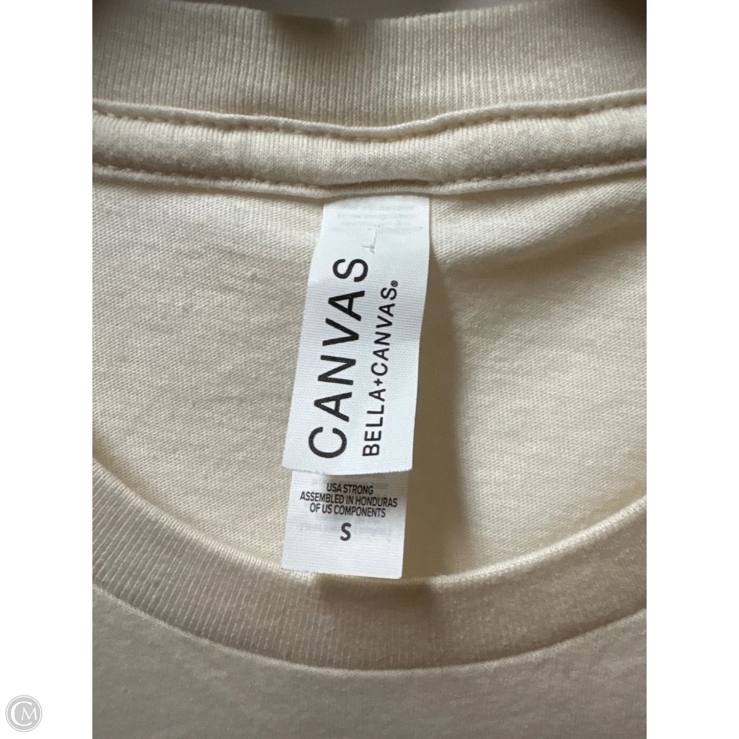 Top Short Sleeve By Bella + Canvas In Tan, Size: S