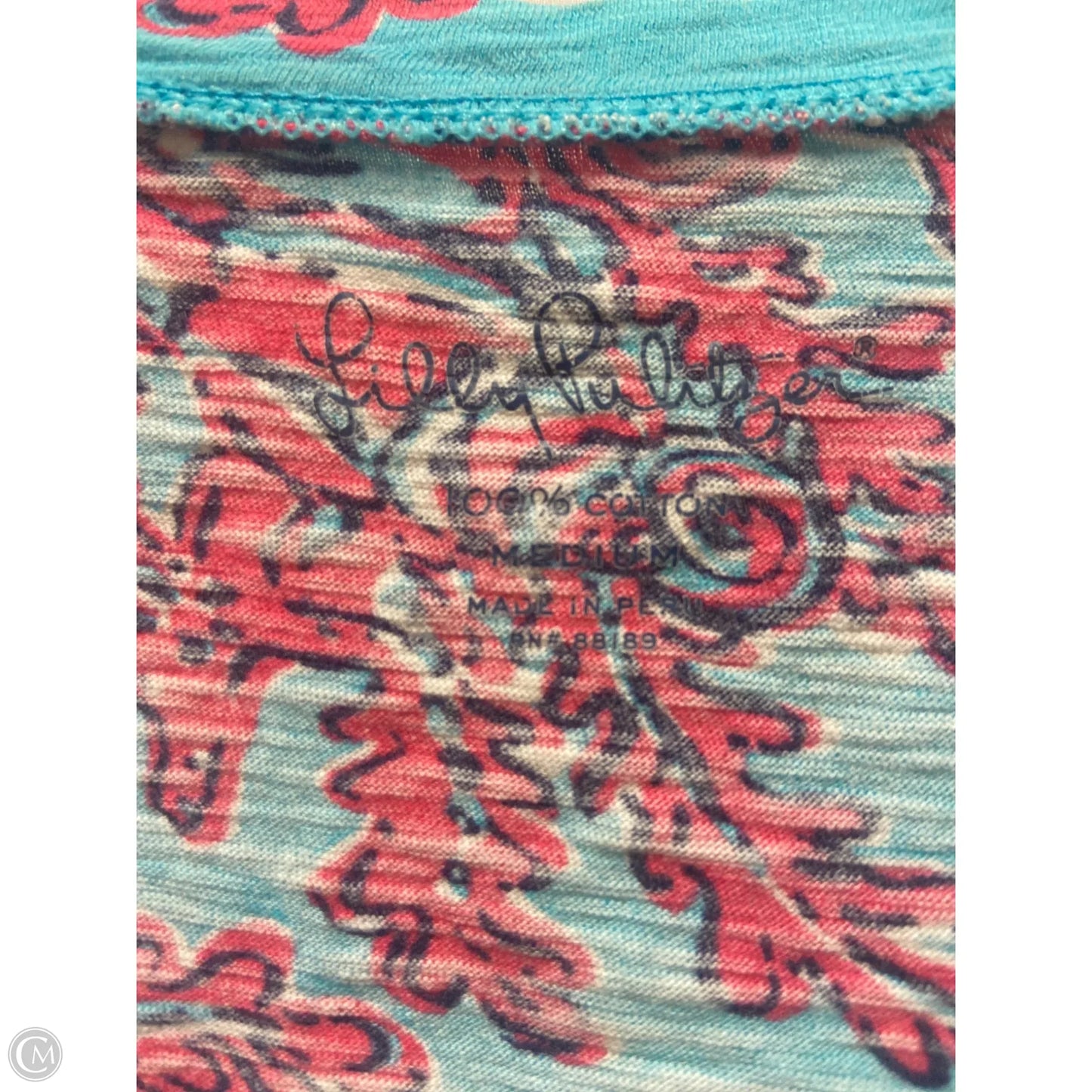 Top Short Sleeve Designer By Lilly Pulitzer In Blue, Size: M