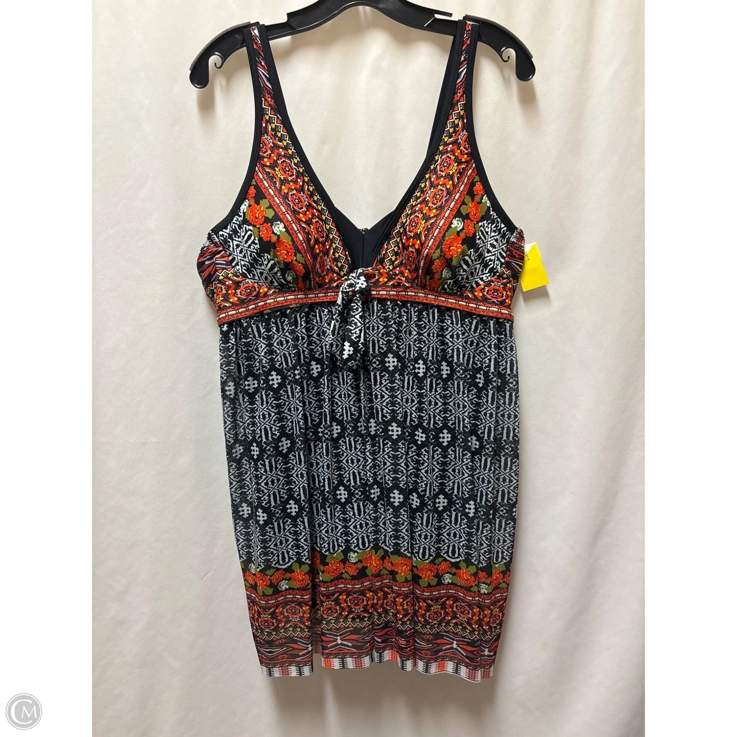 Swimsuit Top By Clothes Mentor In Black & Orange, Size: Xxl