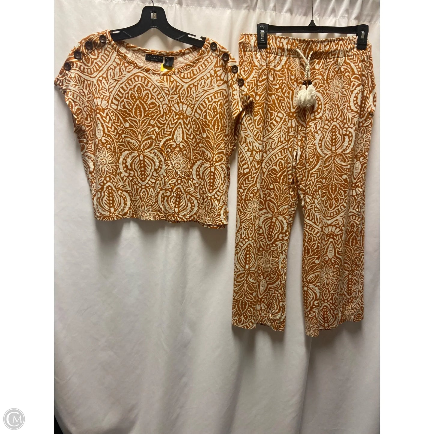 Pants Set 2pc By Tahari In Orange & Tan, Size: L