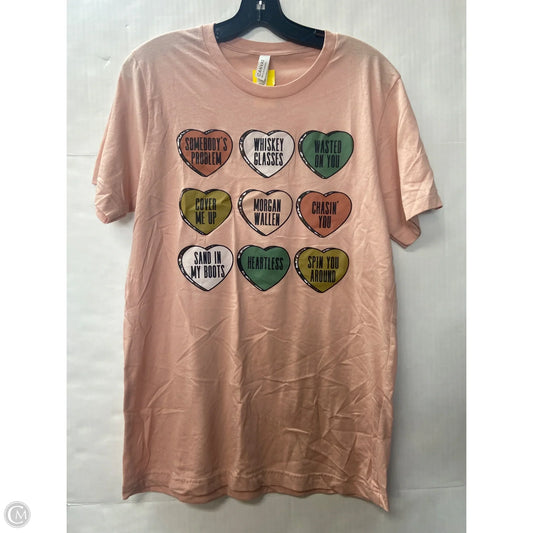 Top Short Sleeve By Bella + Canvas In Peach, Size: M