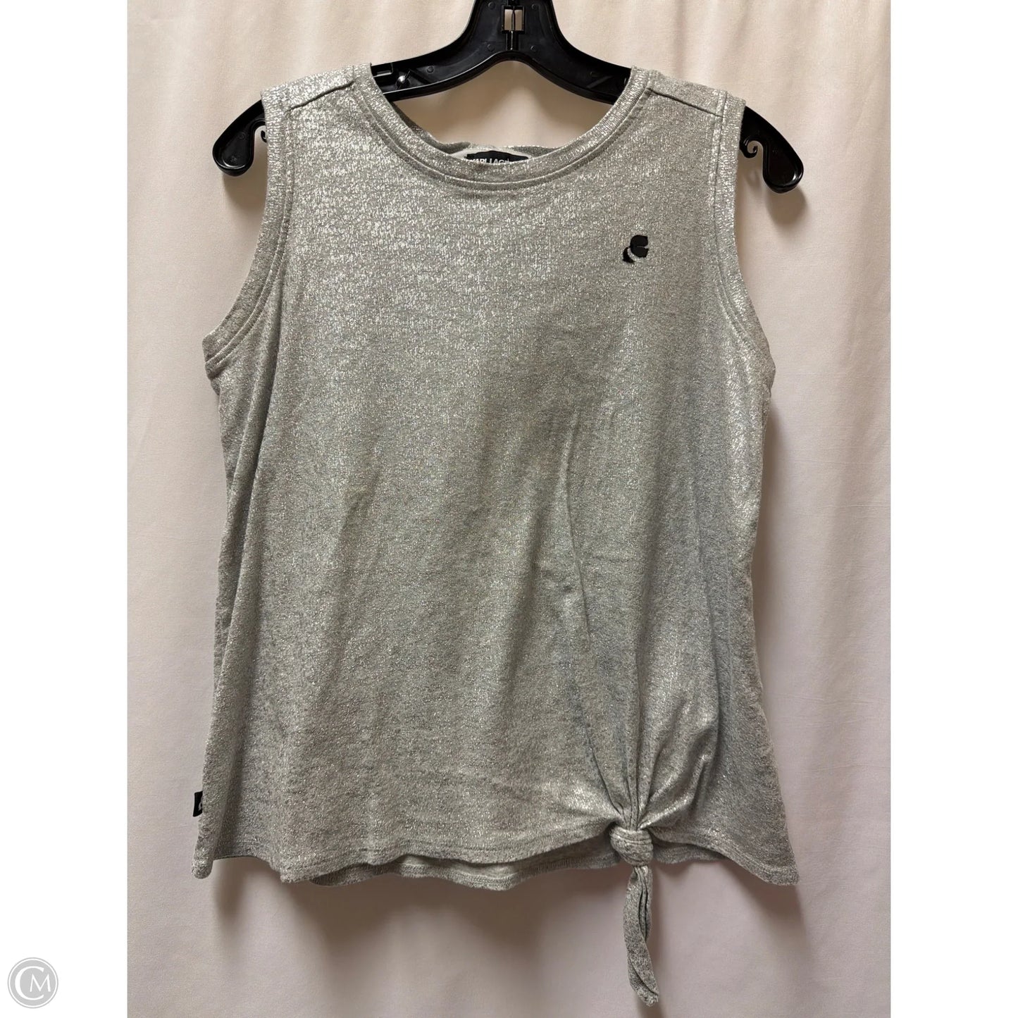 Top Sleeveless Designer By Karl Lagerfeld In Silver, Size: S