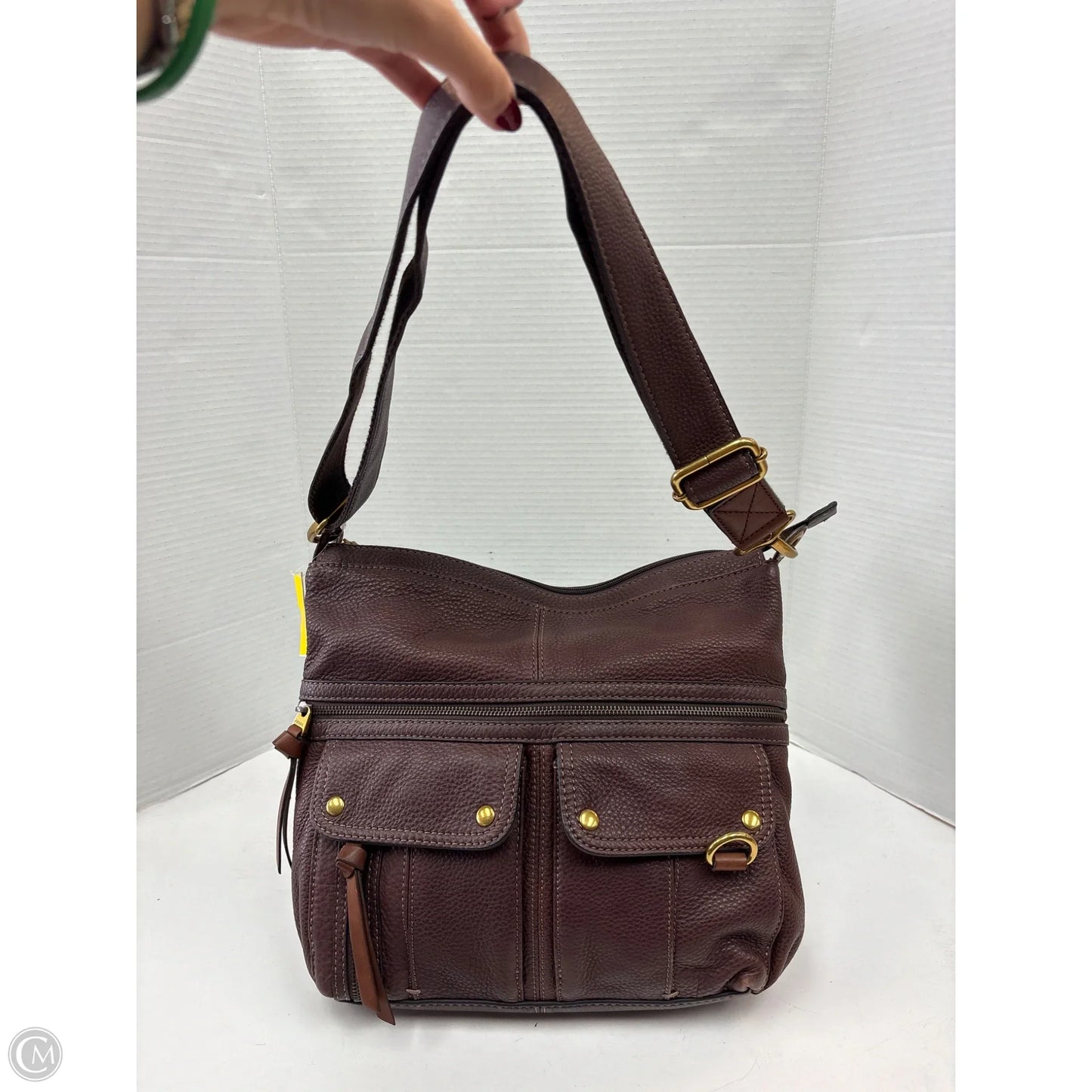 Handbag Leather By Fossil, Size: Large