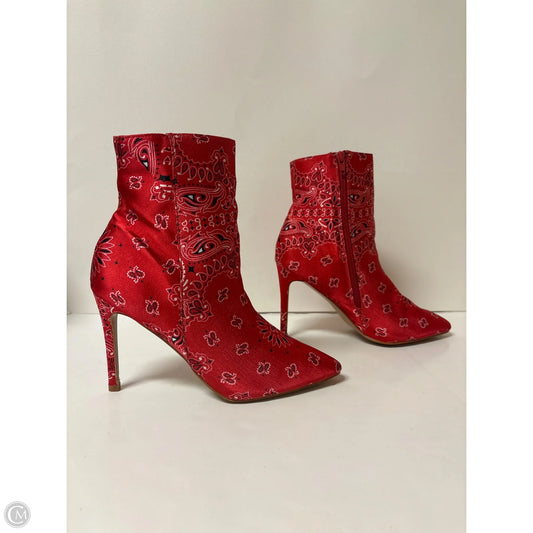 Boots Ankle Heels By Clothes Mentor In Red, Size: 9
