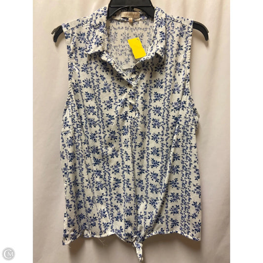 Top Sleeveless By Eden & Olivia In Blue & White, Size: Xl