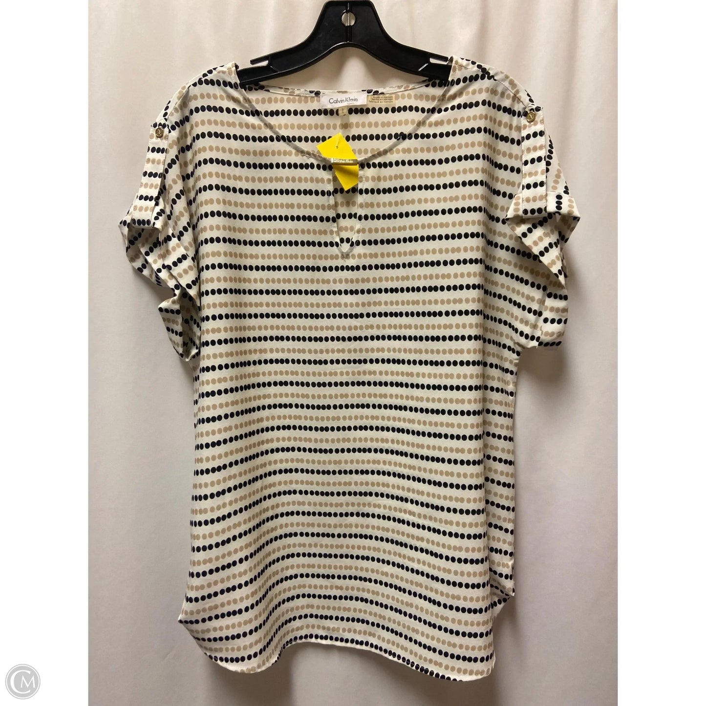 Top Short Sleeve By Calvin Klein In Tan, Size: L