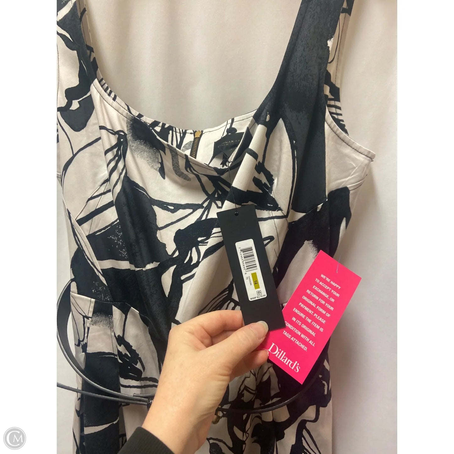 Dress Casual Maxi By Donna Karan In Black & White, Size: L