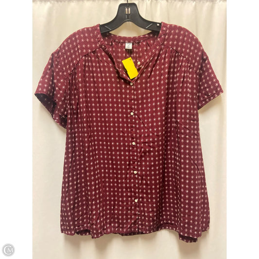Top Short Sleeve By Old Navy In Maroon, Size: Xxl