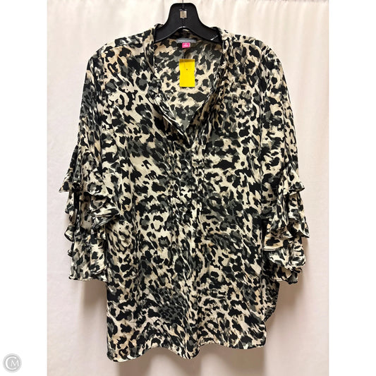 Top Long Sleeve By Vince Camuto In Animal Print, Size: 1x