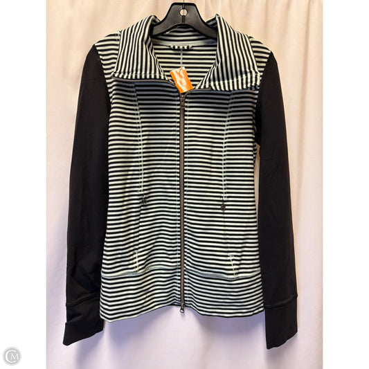 Athletic Top Long Sleeve Collar By Lululemon In Black & Green, Size: M