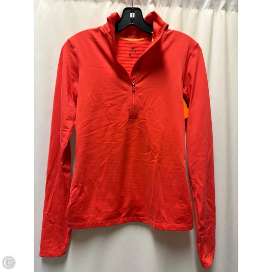 Athletic Top Long Sleeve Collar By Nike In Coral, Size: S