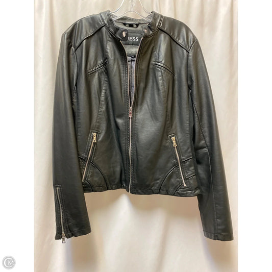 Jacket Leather By Guess In Black, Size: Xxl