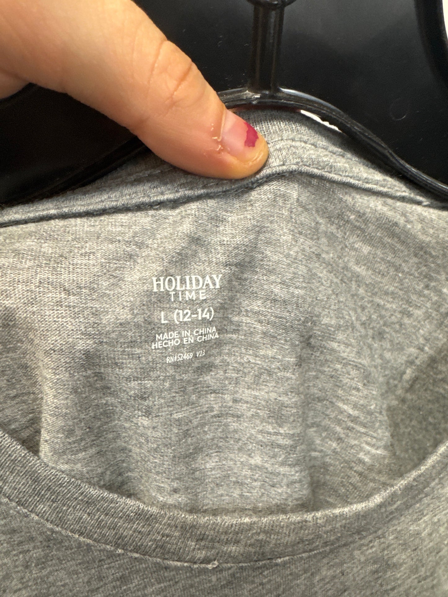 Top Short Sleeve By Holiday Time In Grey, Size: L