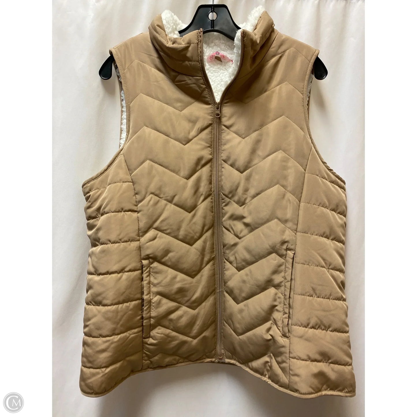 Vest Faux Fur & Sherpa By Clothes Mentor In Beige, Size: Xl