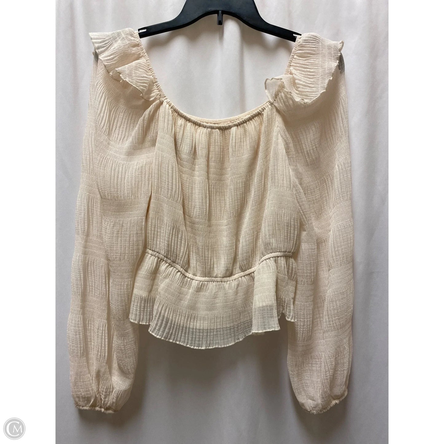 Top Long Sleeve By Blu Pepper In Cream, Size: L
