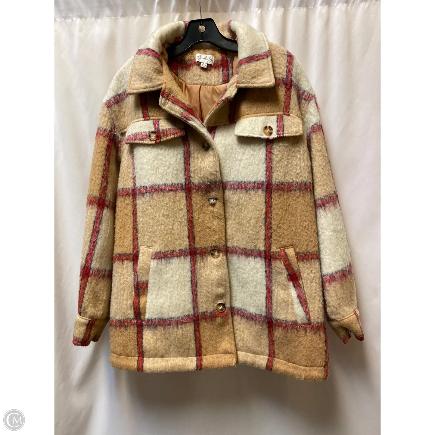 Coat Faux Fur & Sherpa By Wonderly In Tan, Size: L