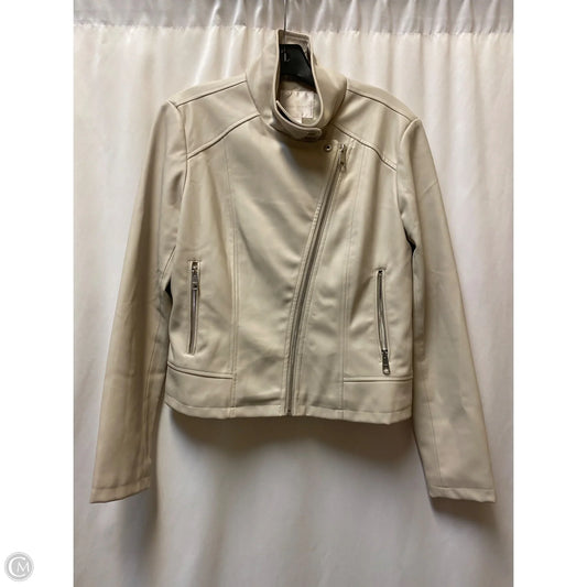 Coat Leather By Clothes Mentor In Beige, Size: M
