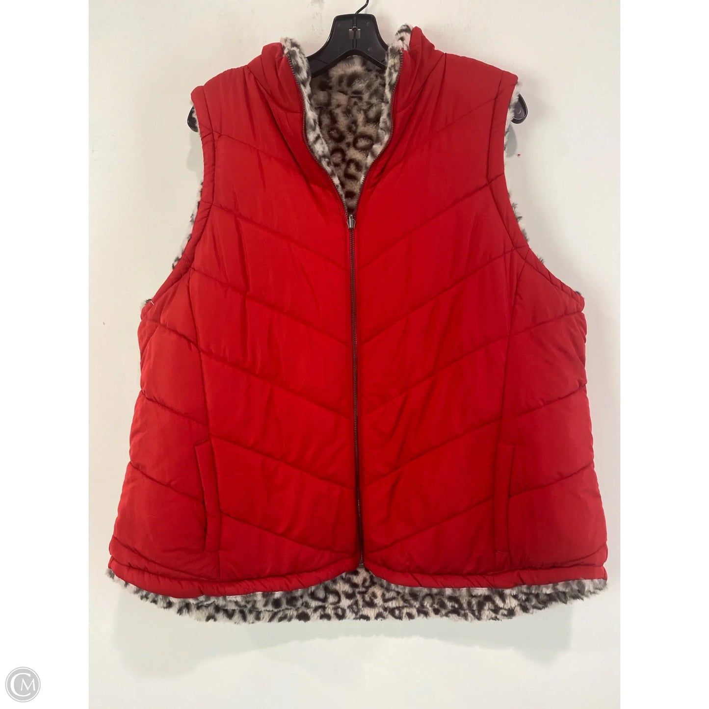 Vest Faux Fur & Sherpa By Clothes Mentor In Animal Print, Size: Xl