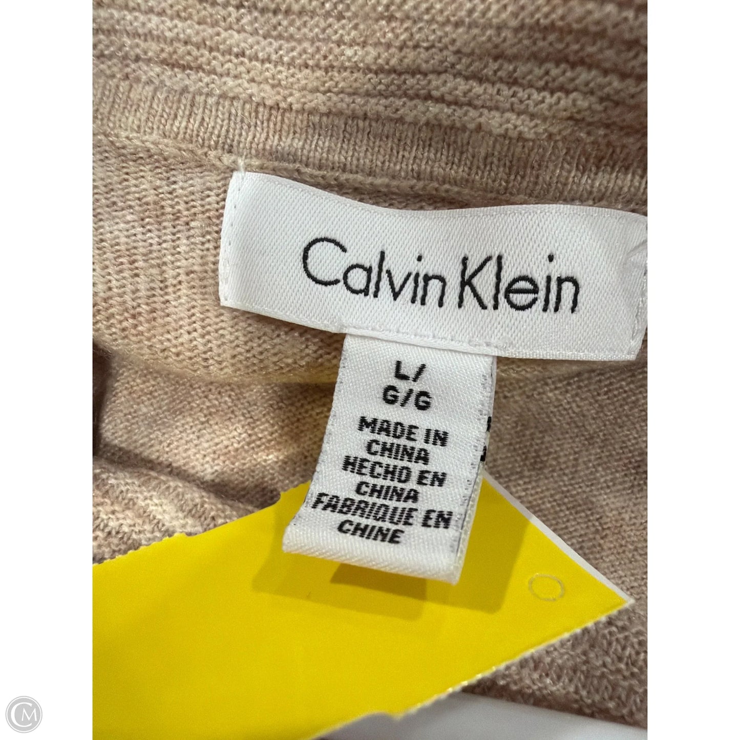 Sweater By Calvin Klein In Tan, Size: L