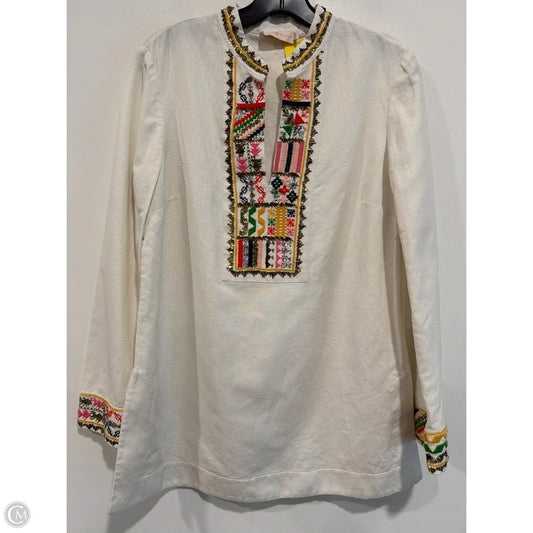 Top Long Sleeve Designer By Tory Burch In Cream, Size: M