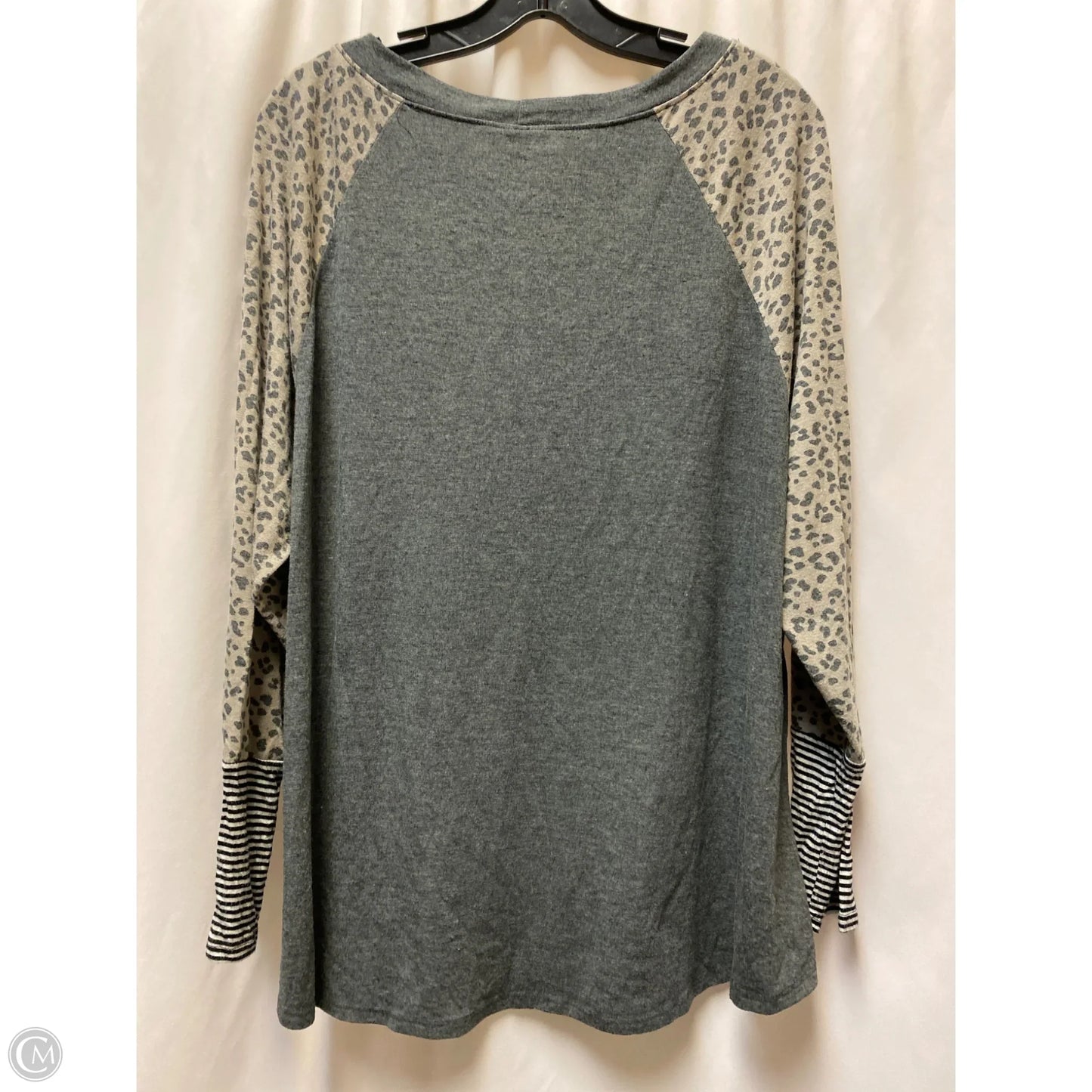 Top Long Sleeve By Emerald In Grey, Size: 3x