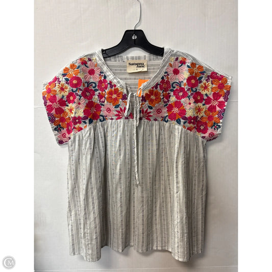 Top Short Sleeve By Savanna Jane In Grey, Size: S
