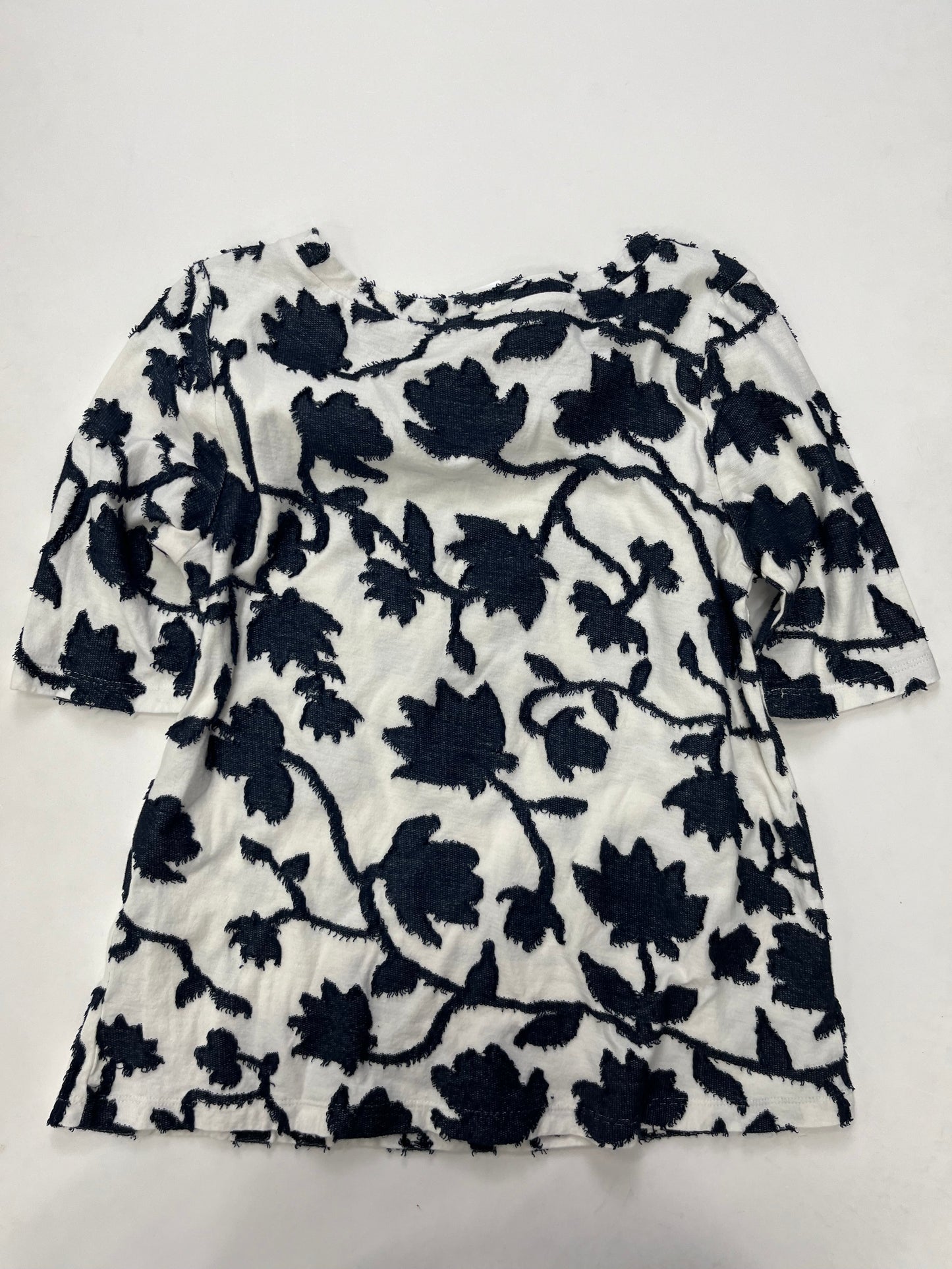 Navy Cream Top Short Sleeve Loft O, Size S