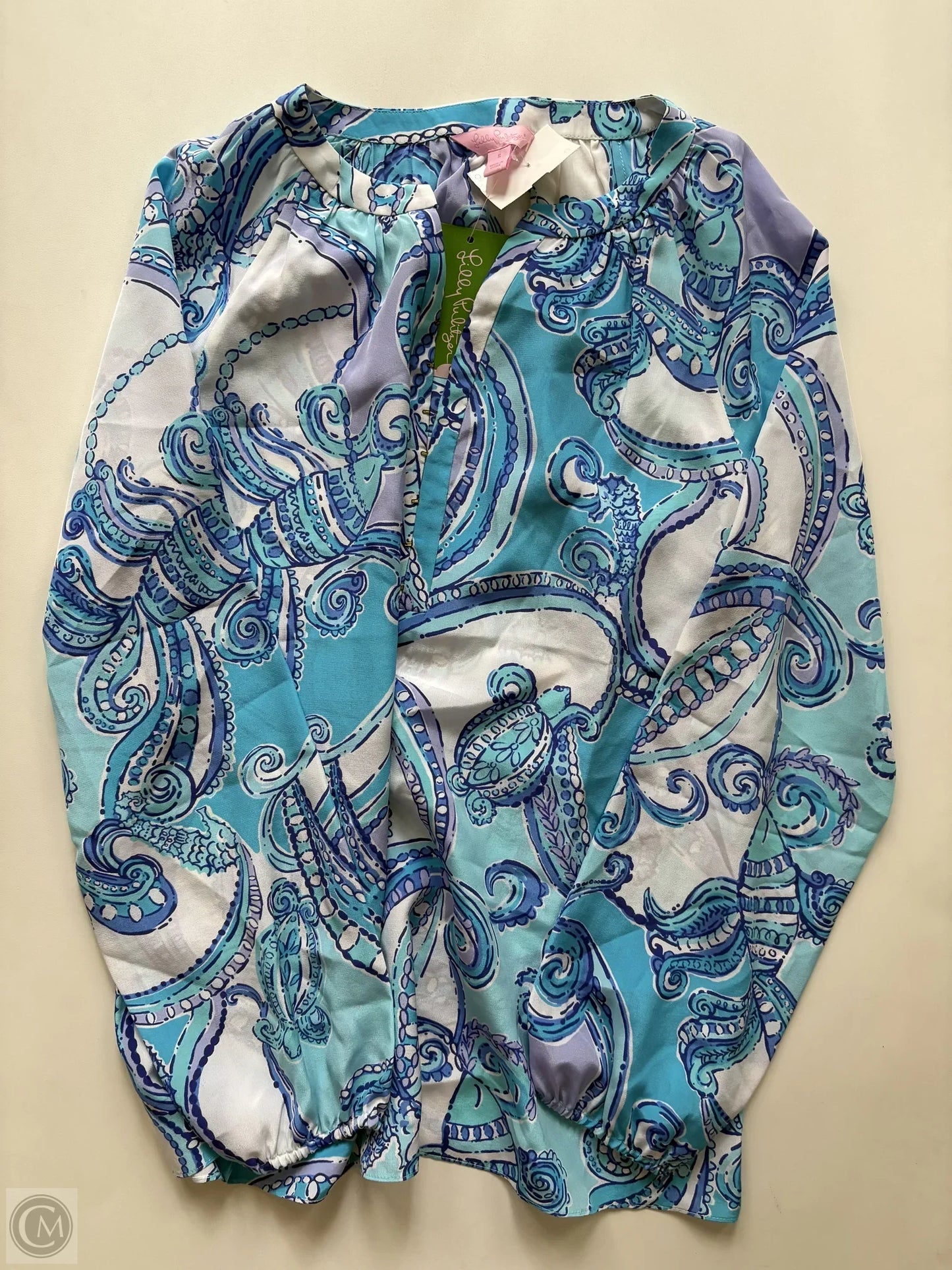 Blouse Long Sleeve By Lilly Pulitzer In Blue, Size: S