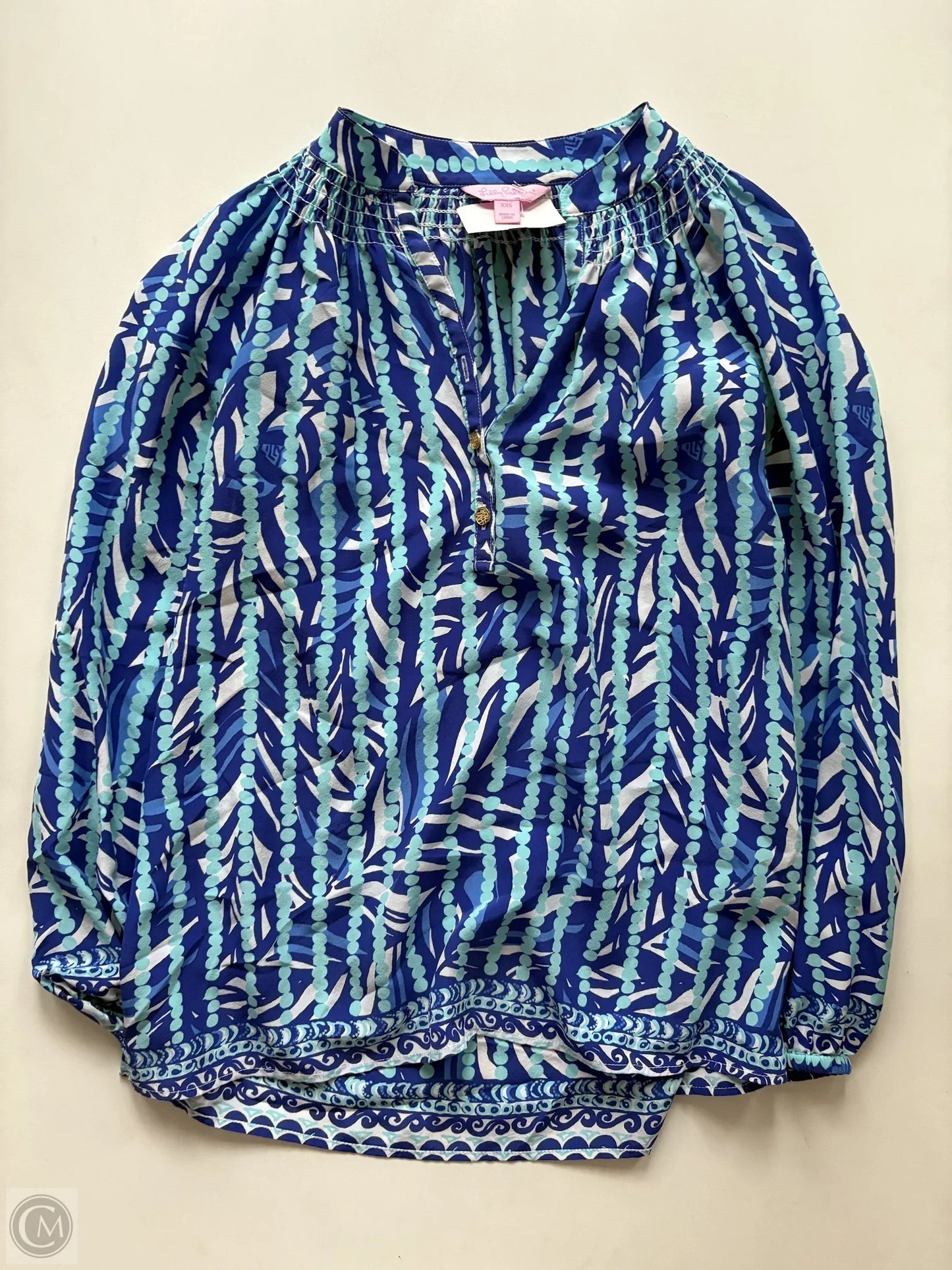 Blouse Long Sleeve By Lilly Pulitzer In Blue, Size: Xxs