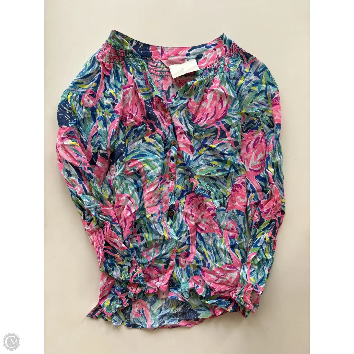 Blouse Long Sleeve By Lilly Pulitzer  In Multi-colored, Size: S