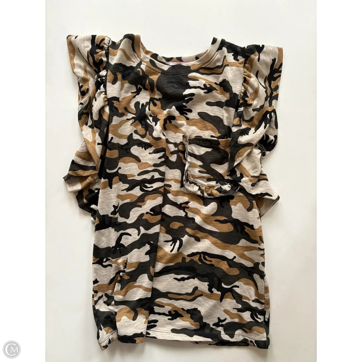Top Short Sleeve By CDM In Camouflage Print, Size: M
