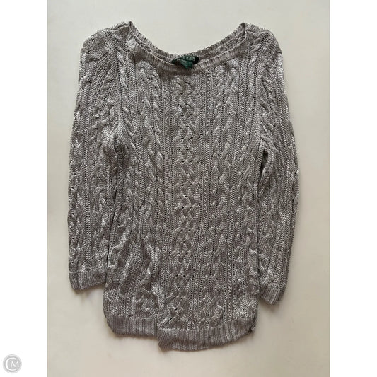 Sweater By Lauren By Ralph Lauren In Silver, Size: L