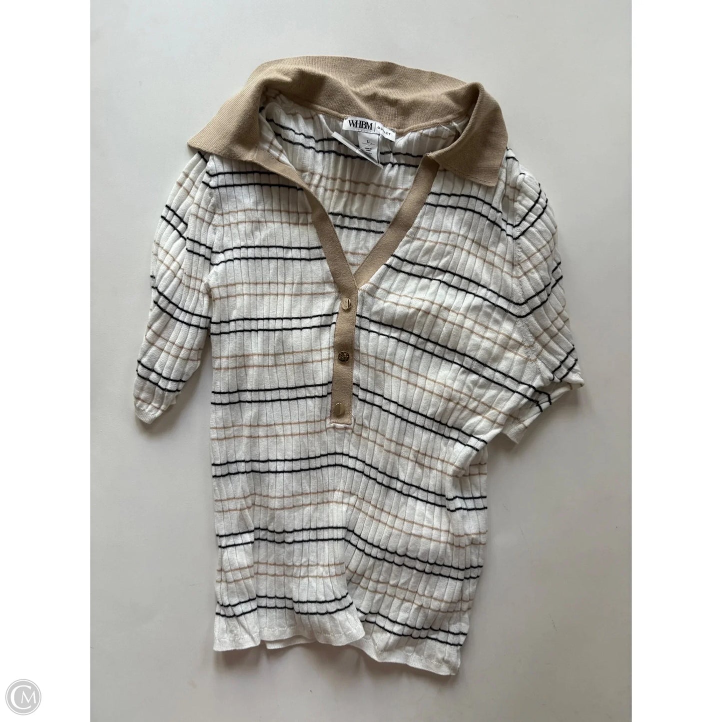 Sweater Short Sleeve By White House Black Market In Striped Pattern, Size: L