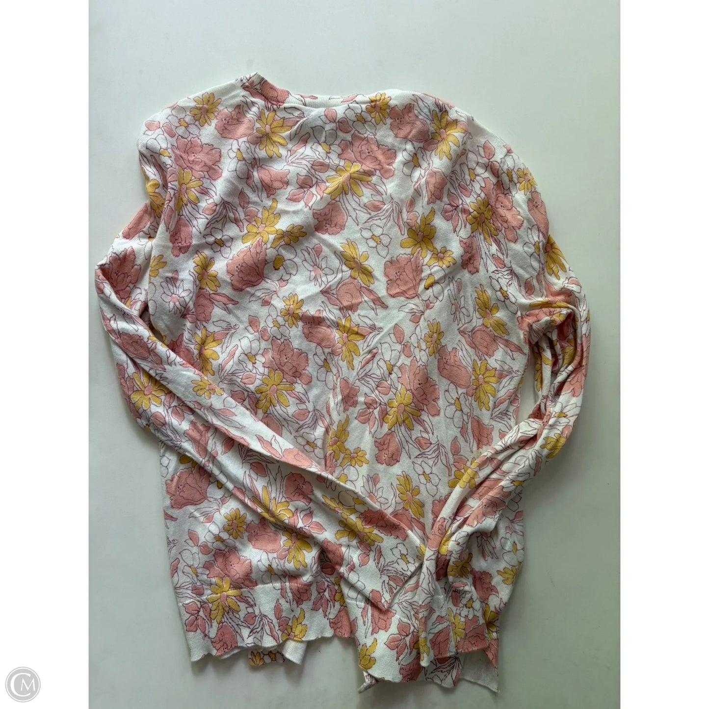 Sweater Cardigan By Loft In Floral Print, Size: M