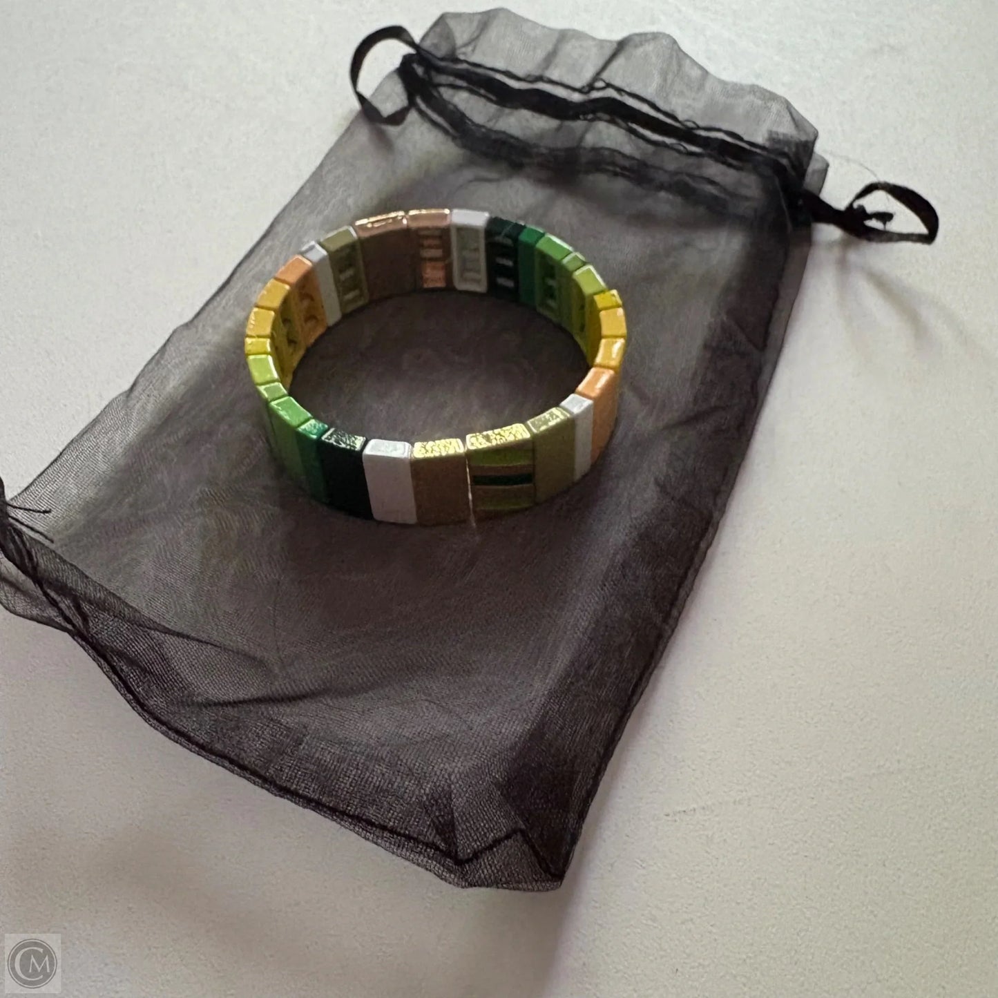 Bracelet Other By Enamel Tile Stretch Bangle Bracelet