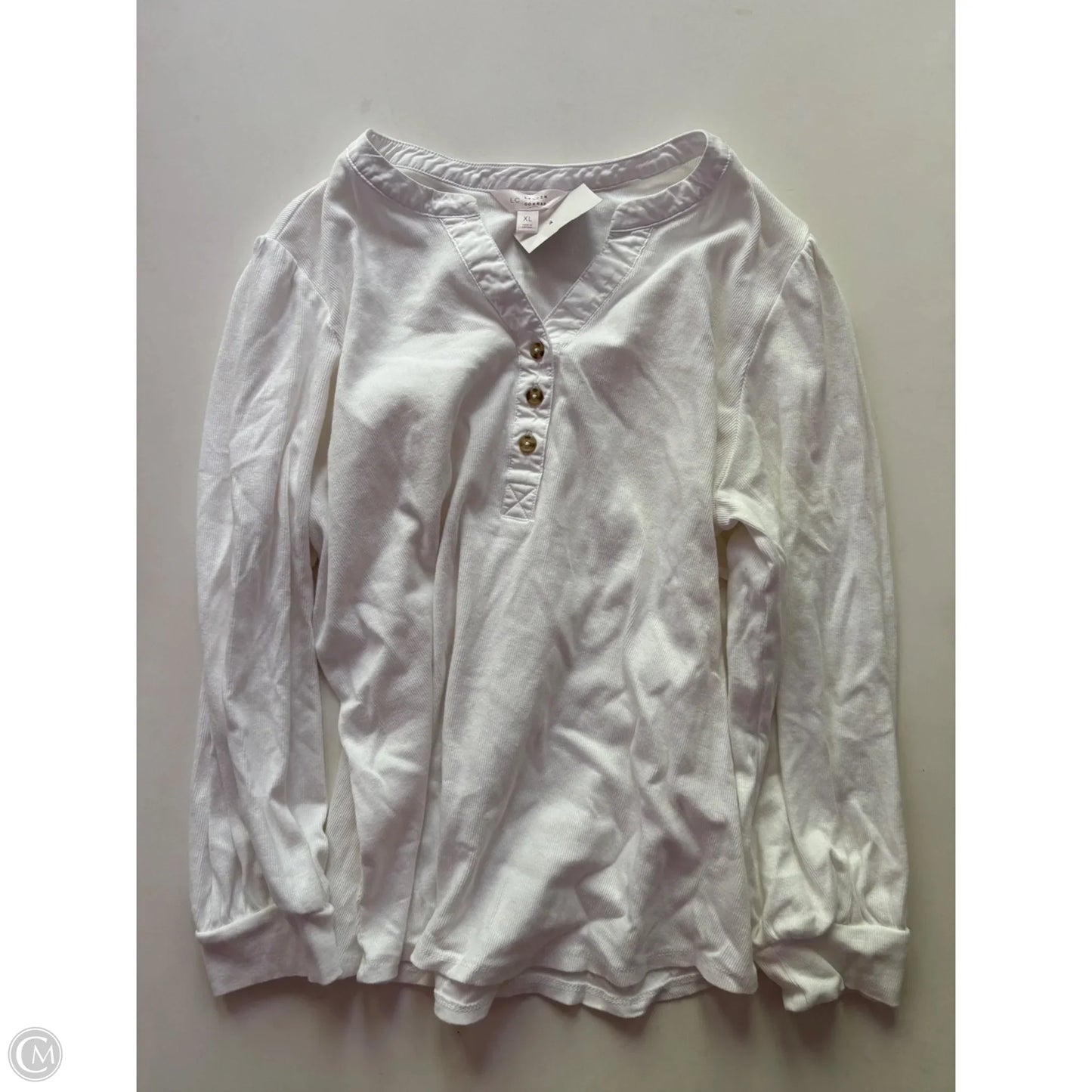 Top Long Sleeve By Lc Lauren Conrad In Cream, Size: Xl