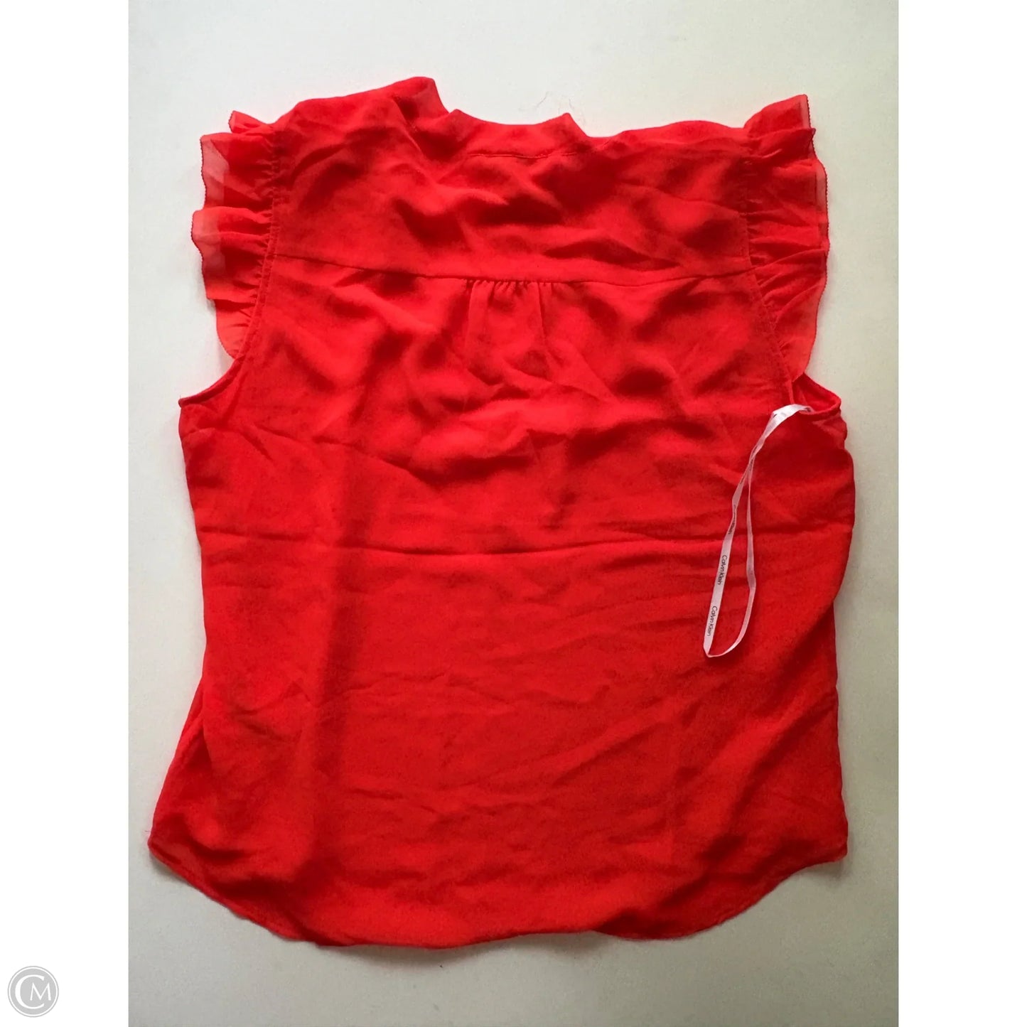 Blouse Short Sleeve By Calvin Klein In Orange, Size: L