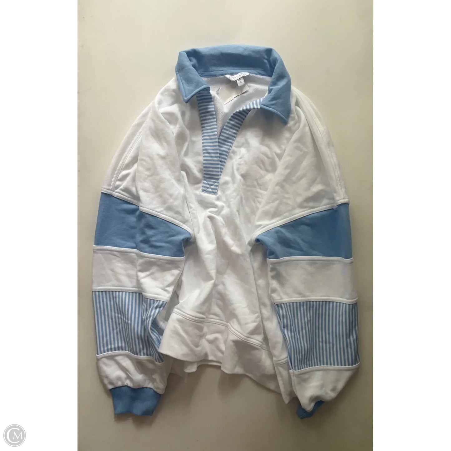 Sweatshirt Collar By Crown And Ivy In Blue & White, Size: 2x