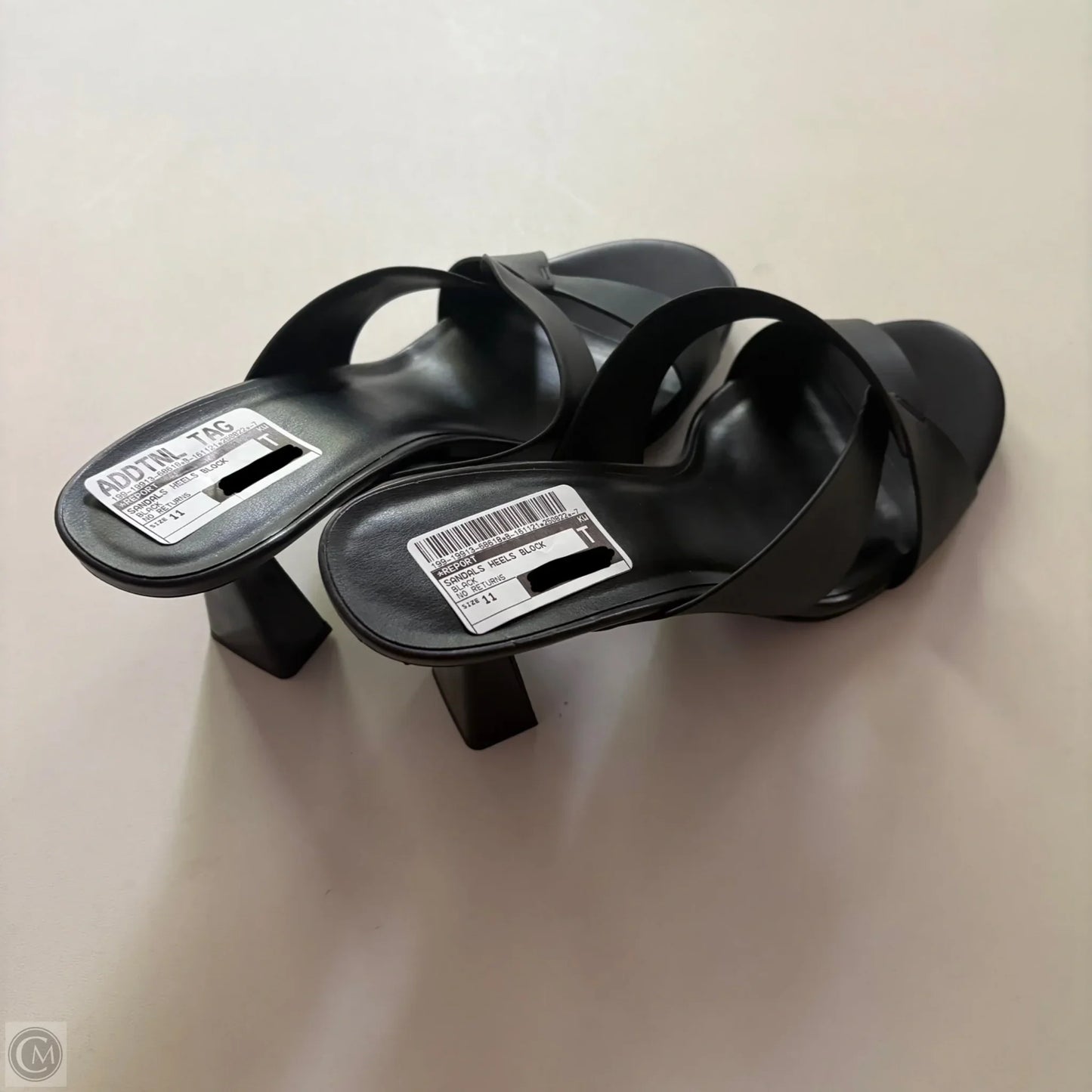 Sandals Heels Block By Report In Black, Size: 11