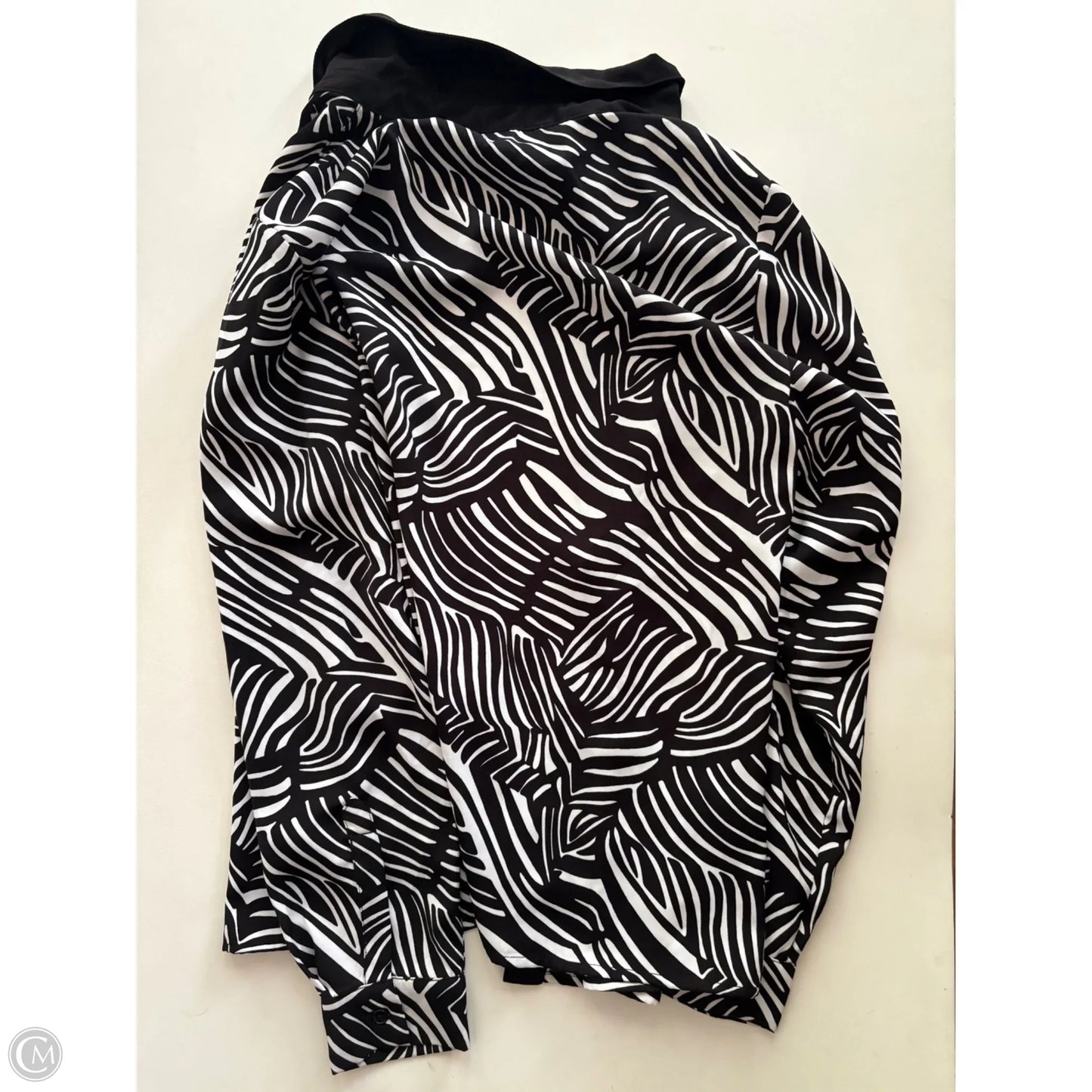 Blouse Designer By Michael Kors In Black & White, Size: M