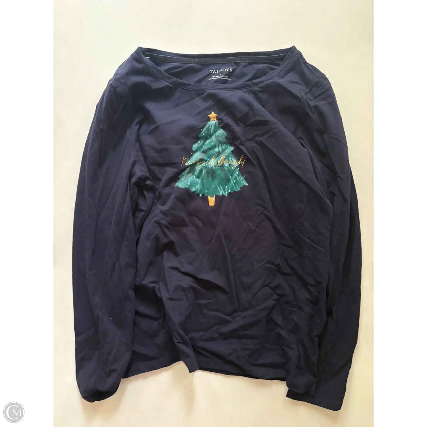 Top Long Sleeve By Talbots In Navy, Size: L